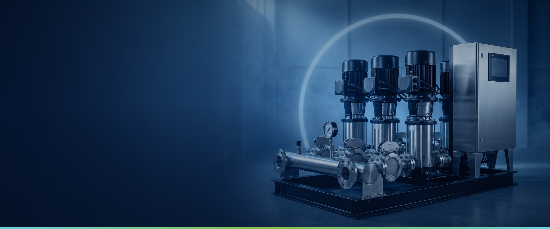 Equipo booster de presurizacion con bombas verticales multietapa, manifold de acero inoxidable y tablero de control